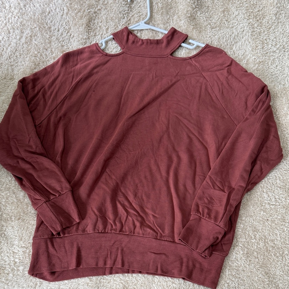 Express Rust Red Cutout Sweatshirt